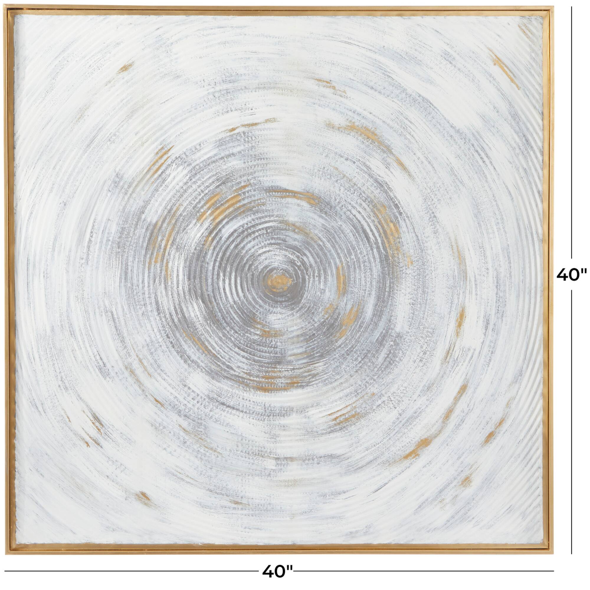 White Metal Spiral Starburst Framed Wall Art with Gold Frame 40" x 1" x 40"